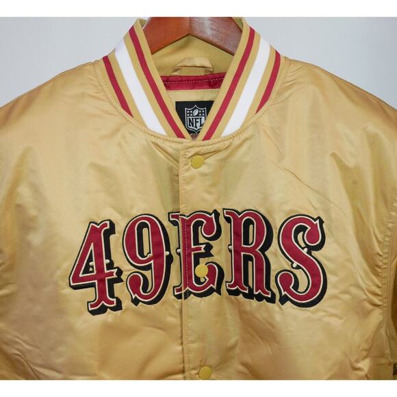 NEW SAN FRANCISCO 49ERS SATIN GOLD NFL EMBROIDERED JACKET MSRP $130 - MEDIUM - Picture 2 of 7